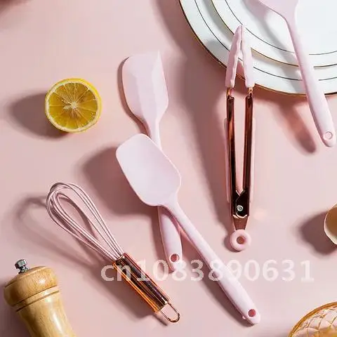 

Cooking Utensil Silicone Scraper Egg Whisk Oil Brush Spatula Multipurpose Kitchen Cake Tool Set Kitchenware Pink