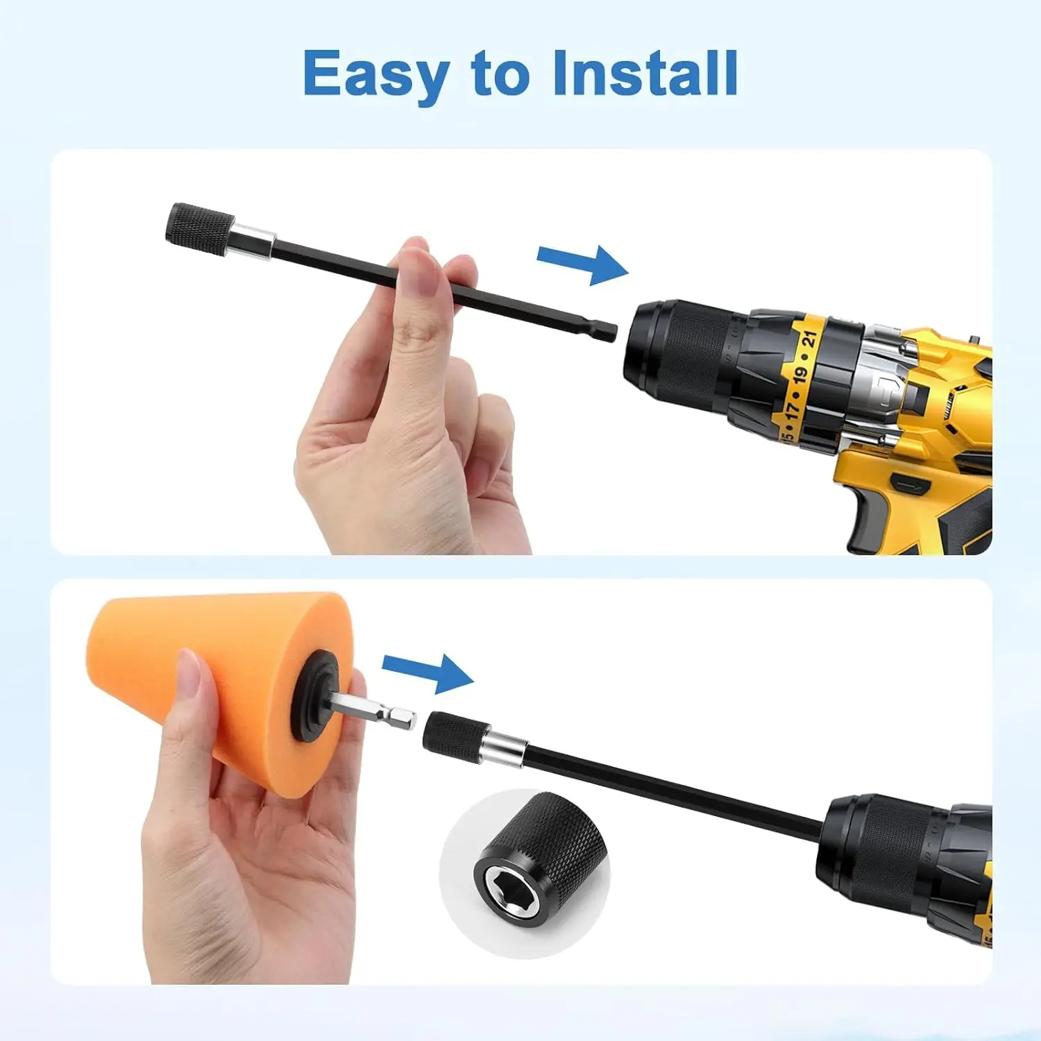 1/5 Pcs Car Wheel Hub Polishing Brush with Hand-Held Extension Pole Polishing Sponge Pad for Car ers and Polishers Kit
