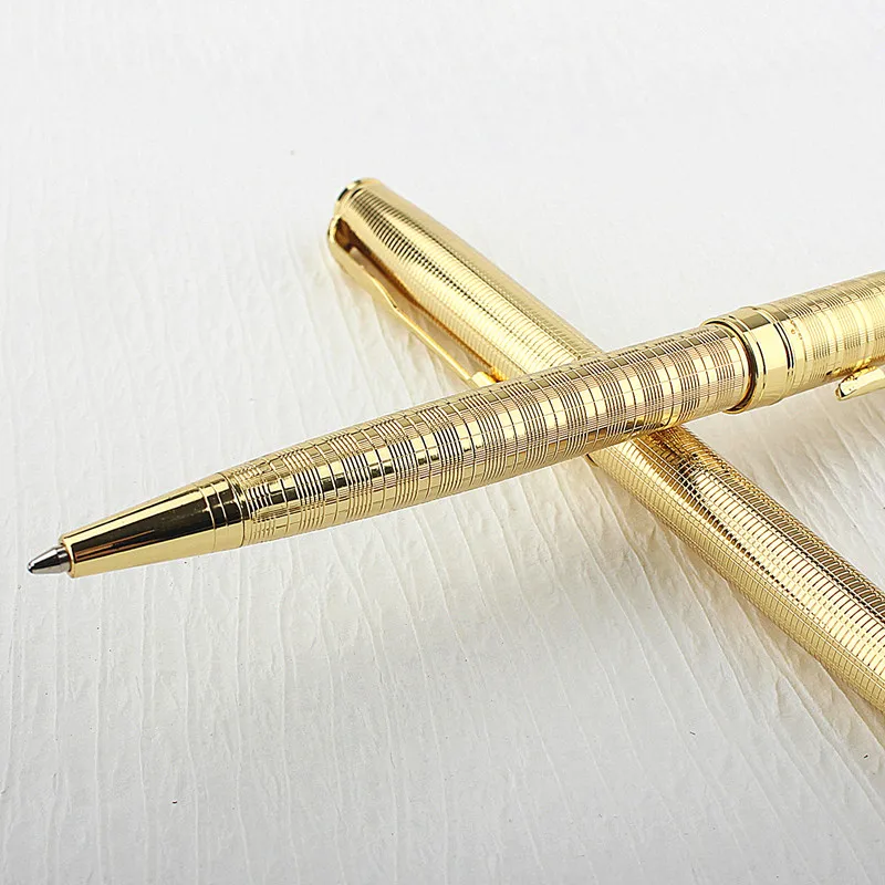 STYLO BILLE OR ゴールドボールペン Luxury Metal Rollerball Pen 0.7mm blue Ink Steel Gold