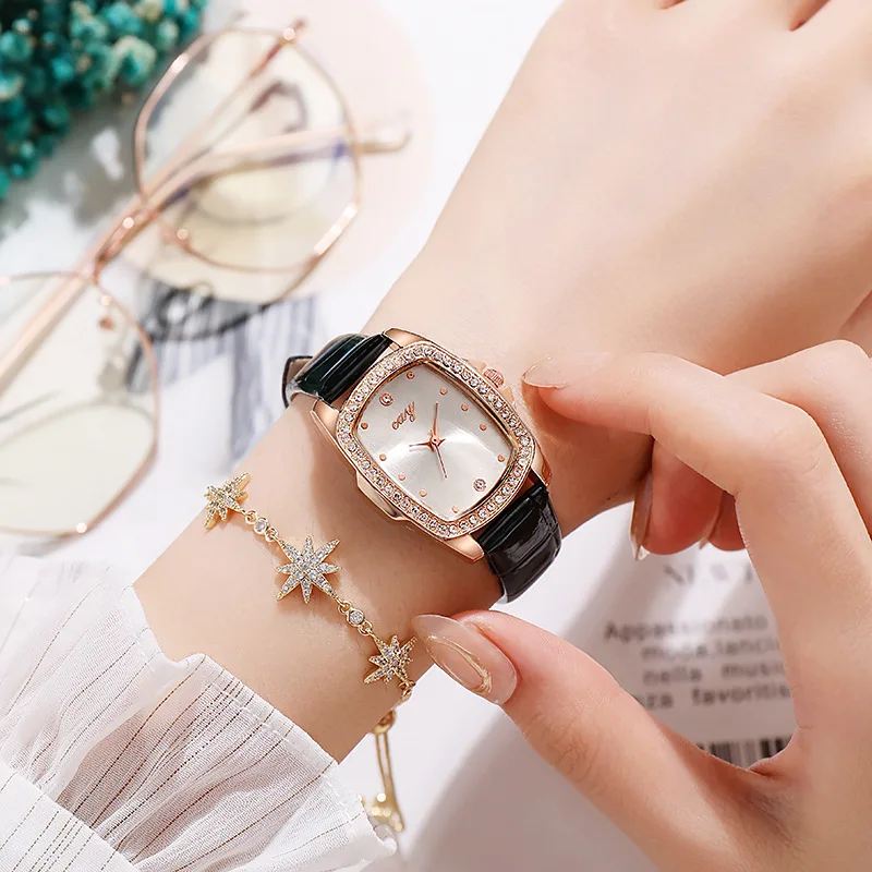 

Brand Luxury Fashion Bracelet Watch for Women Leather Band Quartz Wristwatch Waterproof Watches Ladies Black Clock Reloj Mujer