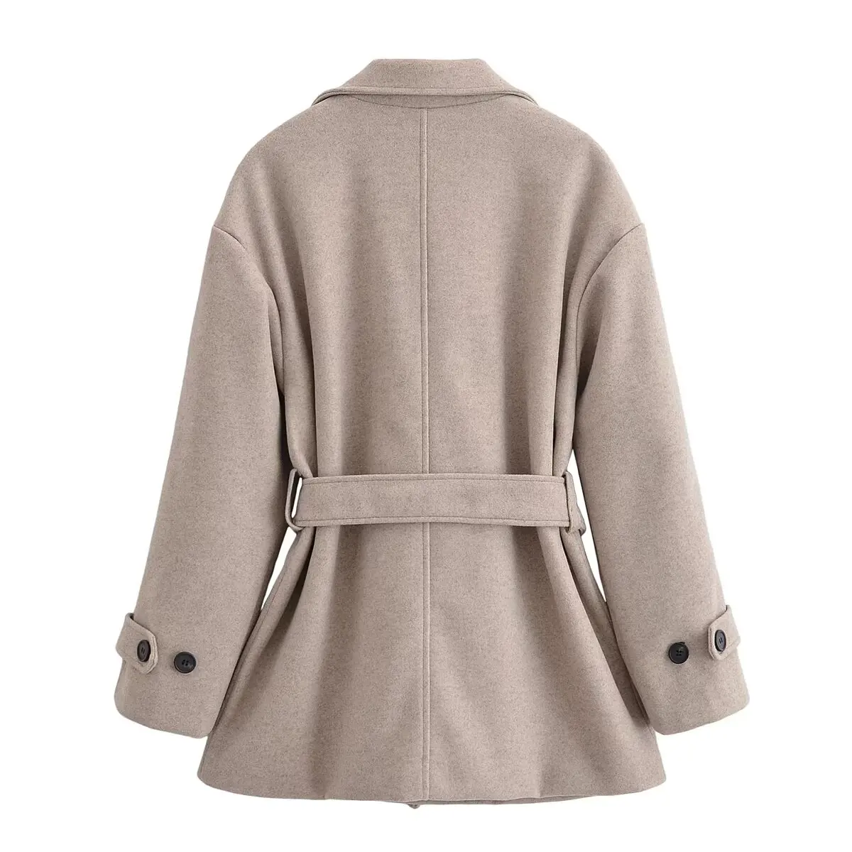 Women Autumn Winter Fashion With Belt Casual Coat Female Solid Long Sleeve Button Slim Wool Coat Lady Elegant Jackets Streetwear