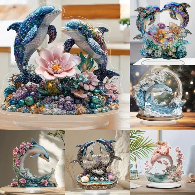 8in Dolphins at Play 2D Ornamental Collection (8 x 8in - 8 styles)
