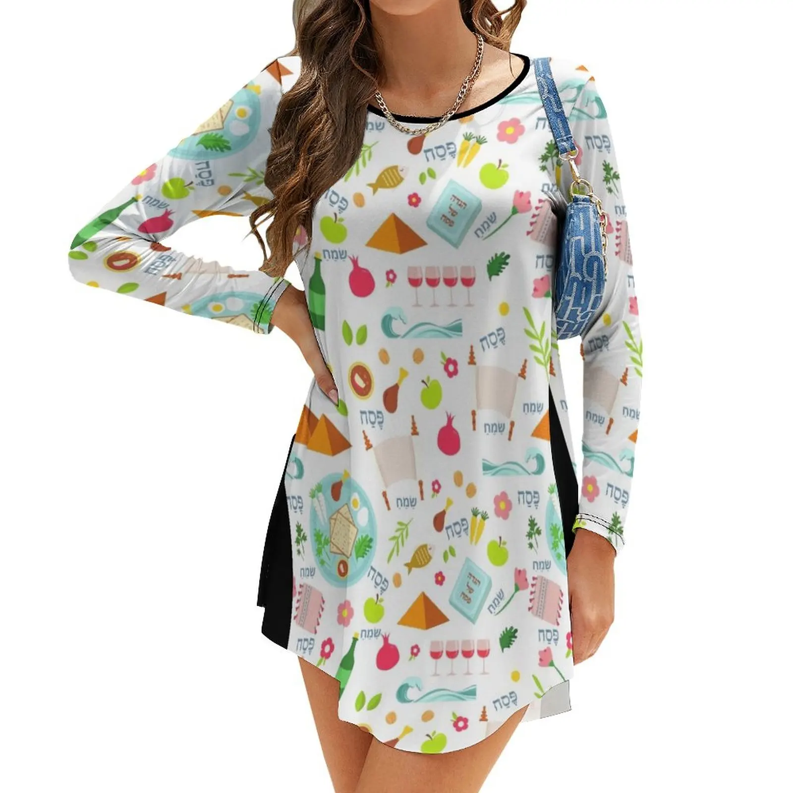 

Happy Passover Long-Sleeve Dress elegant dresses plus sizes Woman clothes