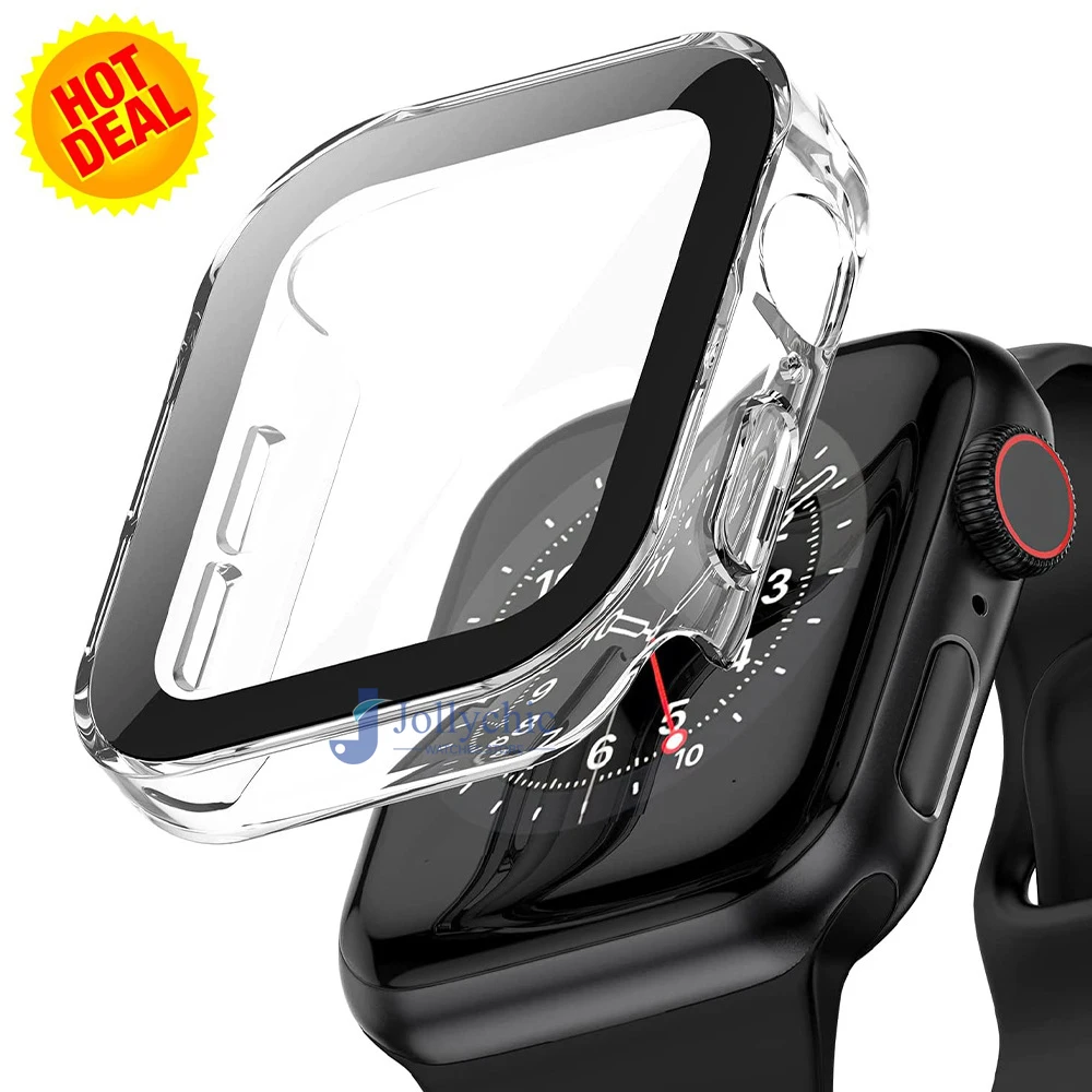 Premium Waterproof Tempered Glass Watch Case Cover with Edge Protector