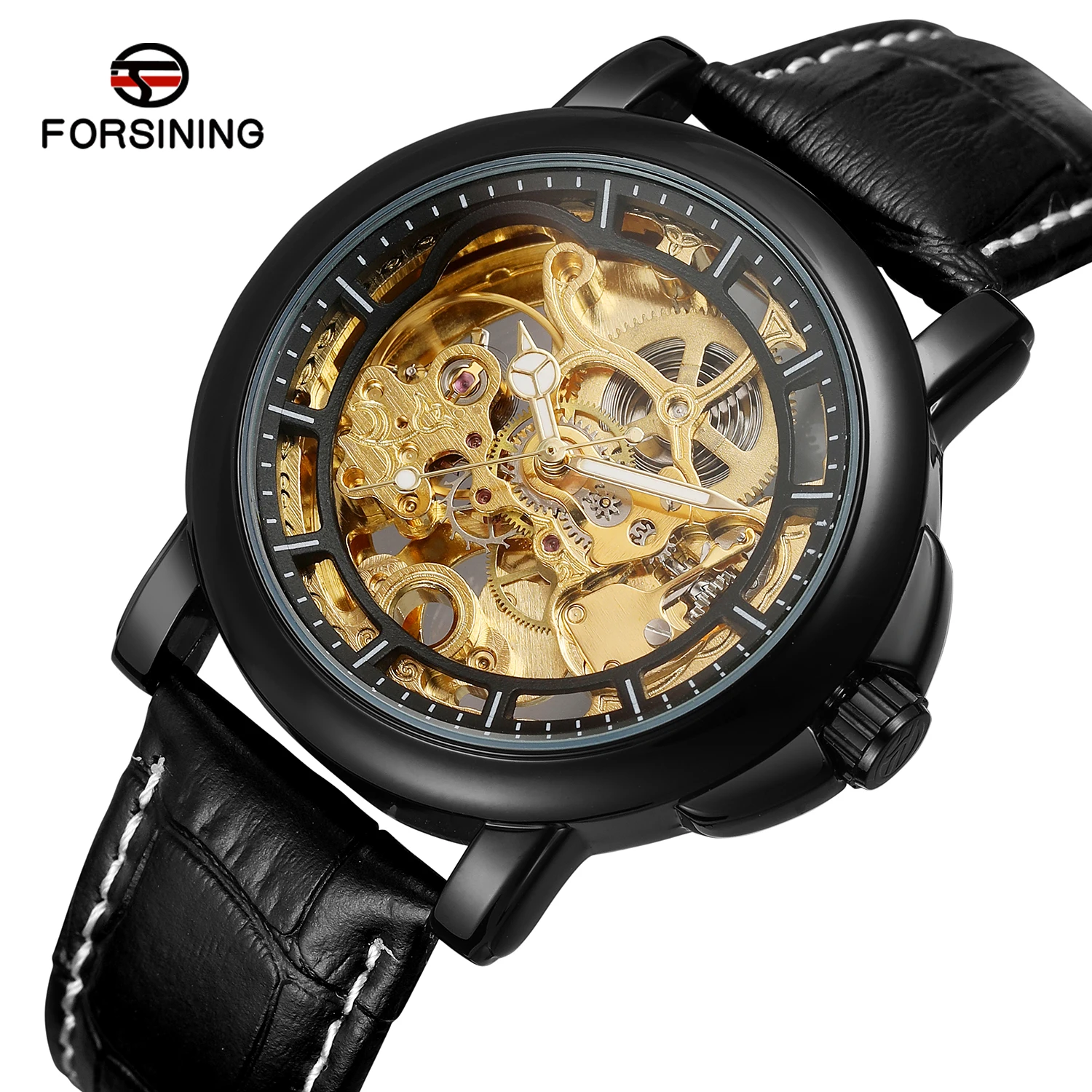 Casual Automatic Watch 3d Full Auto Tourbillon Hollow Skeleton Mechanical clockwork for men Luxury Original Gold reloj hombre