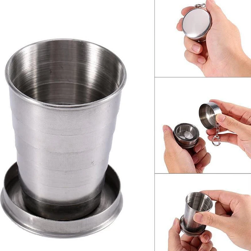 Outdoor Travel Water Cup Portable Cup Creative Telescopic Cup 304 Stainless Steel Folding Cup Travel Compression Cup Watertight