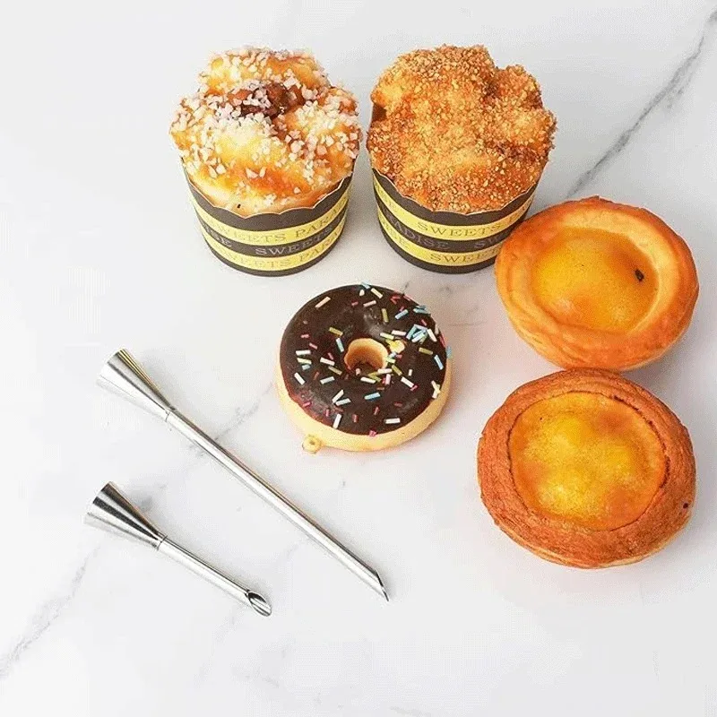 3Pc Cream Piping Nozzle Stainless Steel Long Puff Cake Donuts, Pastries, Syringes, Cakes, Desserts, Baking Accessories