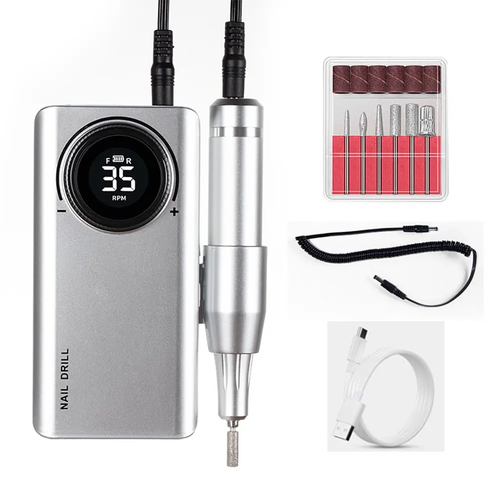 

35000RPM Rechargeable Electric Nail Drill Machine Portable Manicure Pedicure