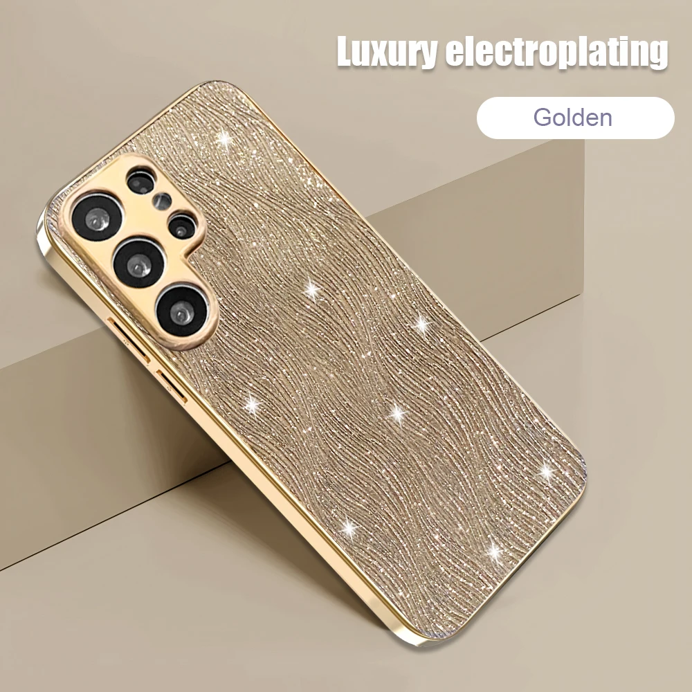 Glitter Water Ripple Plating Hard Shockproof Phone Case