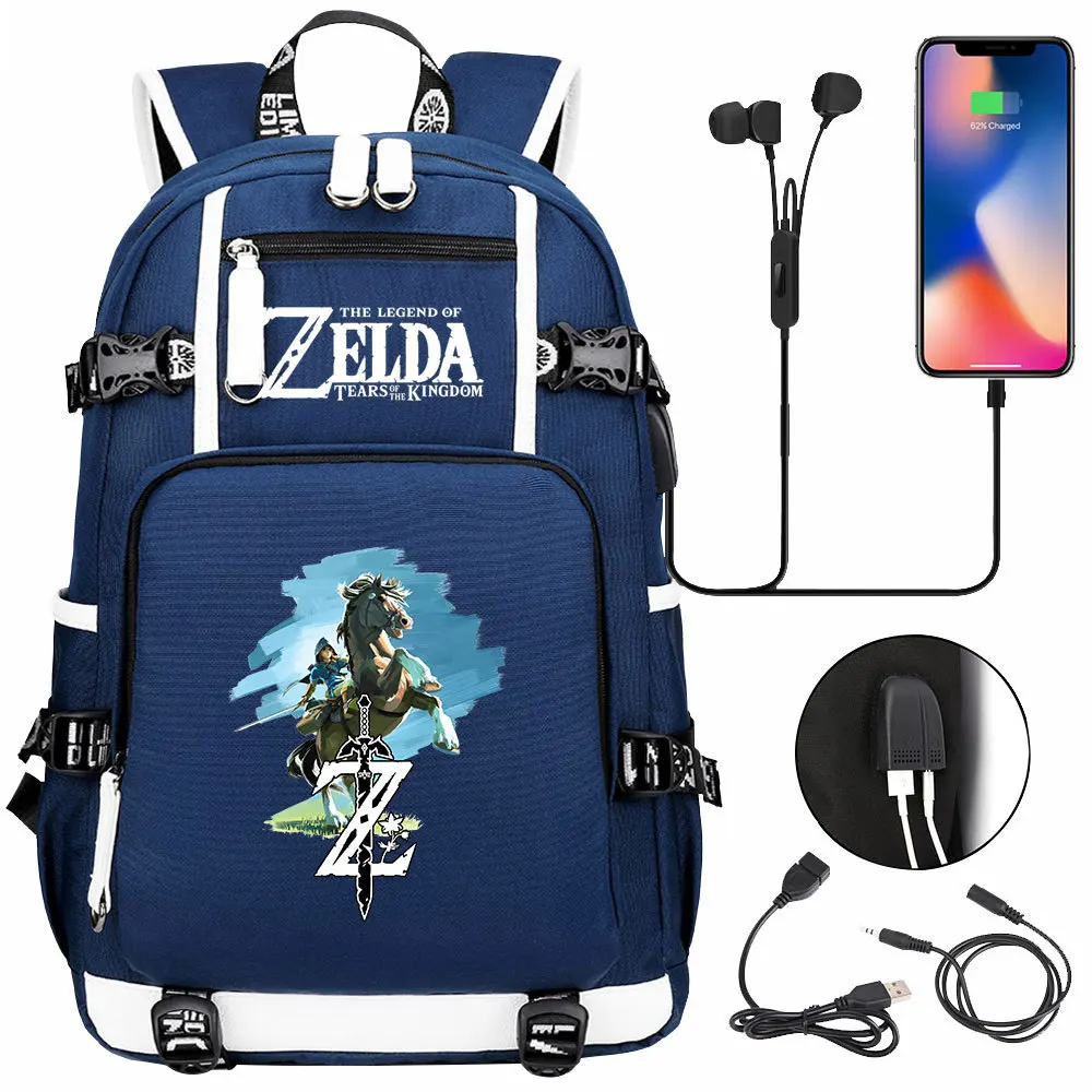 Luminous The Legend Of Zelda Backpack - Glow In Dark Logo, USB Charging Port, School & Travel Bag - View #12