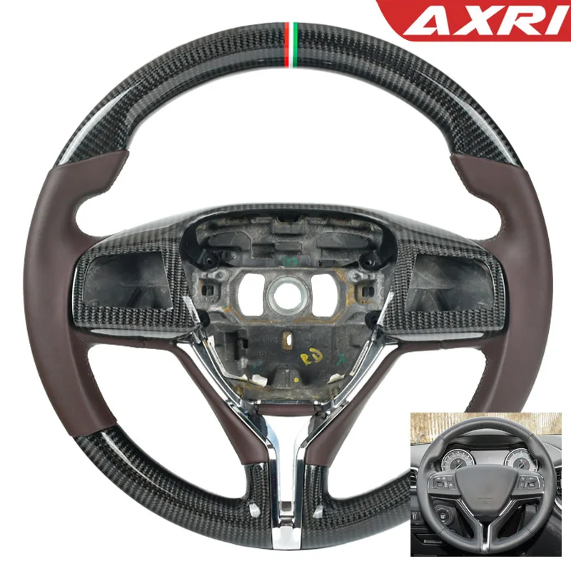 

Customized carbon fiber steering wheel Perforated leather For Maserati Ghibli Levante Quattroporte car accessory