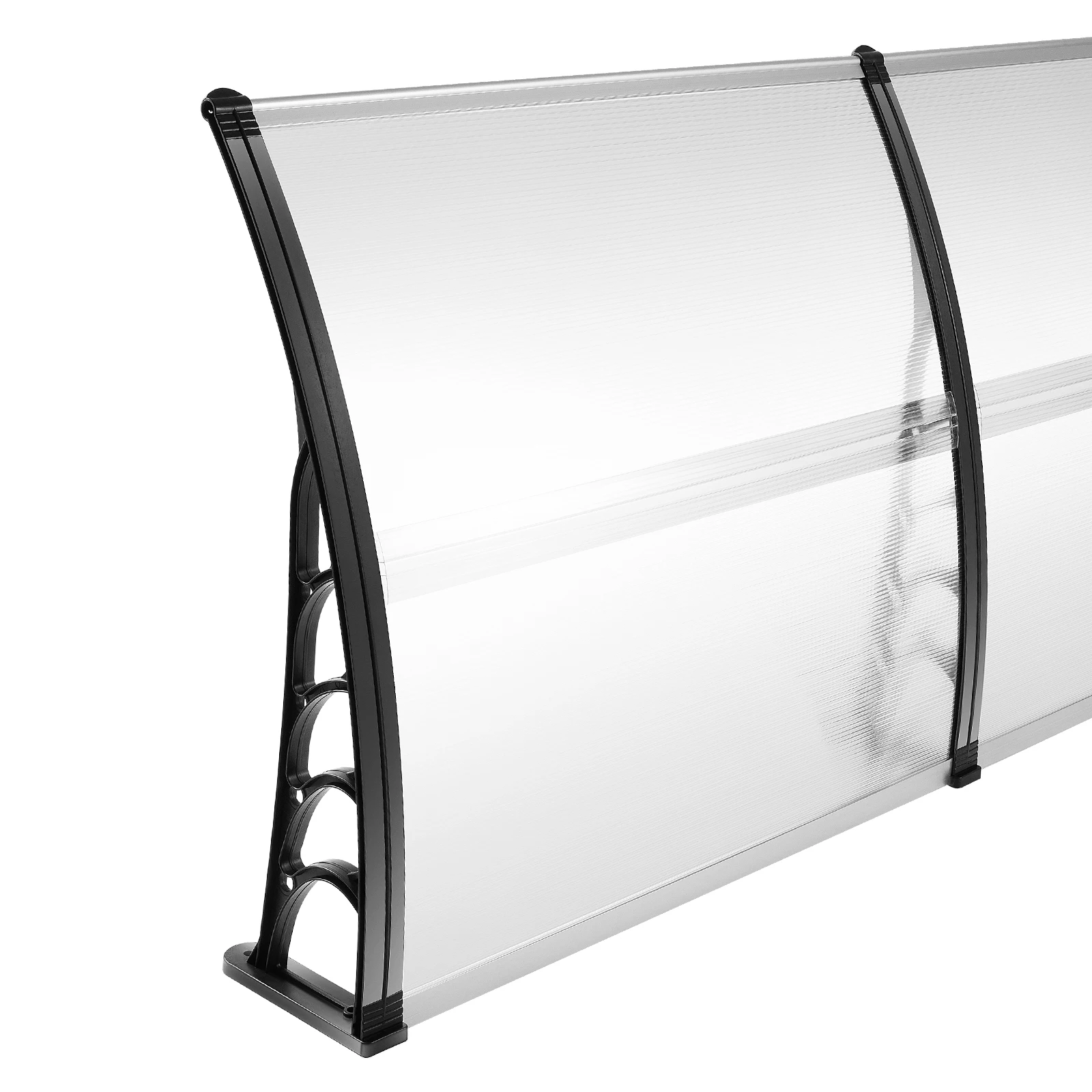 200x90CM Transparent Door Canopy 95% UV Block Weatherproof Arc Cover for Porch Balcony Window