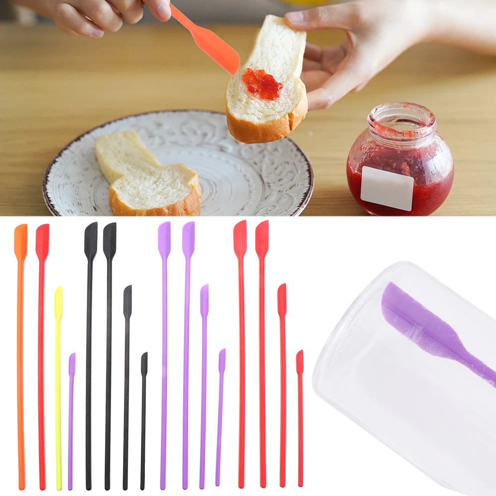 

4pcs Beauty Products Kitchen Bottles,Cosmetic Thin Jar Scraper Mini Silicone Spatula Set Makeup Small Rubber Spatula