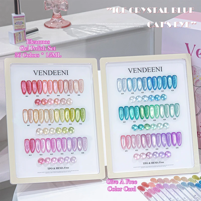 캣아이 젤 폴리쉬 36색, 화려한 유리구슬 크리스탈 캣아이, 살롱 프로 멀티 스타일, 오래 지속되는 쏙 오프 UV LED 네일 젤