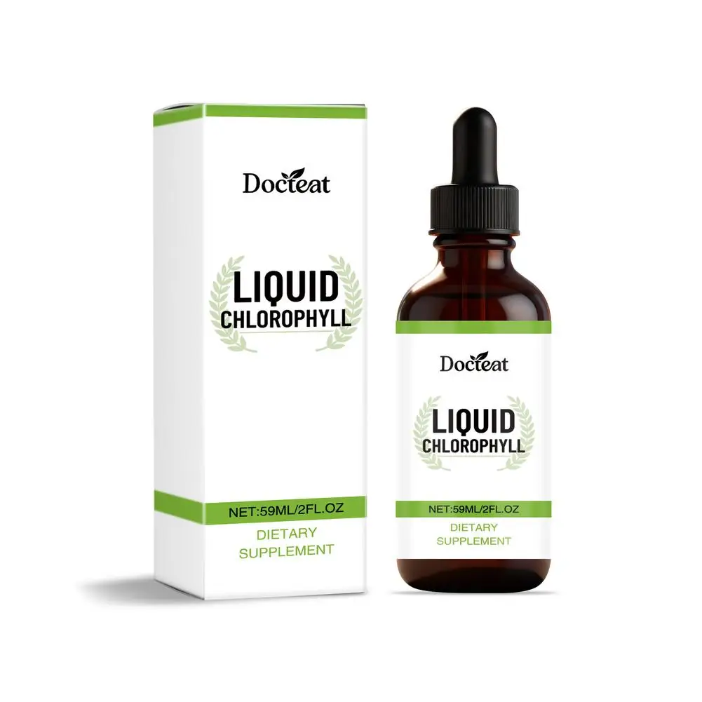 טיפות כלורופיל בנפילת נוזל לתמיכה במערכת הנשימה והאימון בעיצוב
