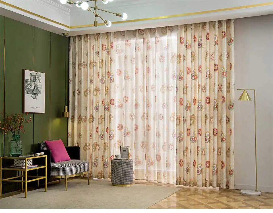 Europe Pastoral Cotton Linen Curtain For Living Room Sun Flower Blackout Curtains Window For Bedroom Printed Fabric Home Decor