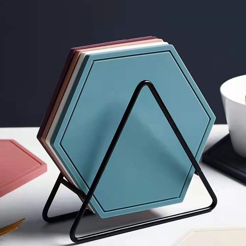 

Iron Coaster Holder Multi-functional Rack Support Cup Mat Organizer Kitchen Gadget