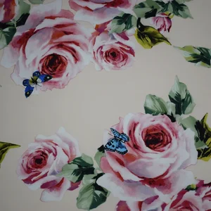Классическая хлопковая ткань с цифровой печатью, удобная рубашка с принтом в виде роз и бабочек, ткань ручной работы «сделай сам»