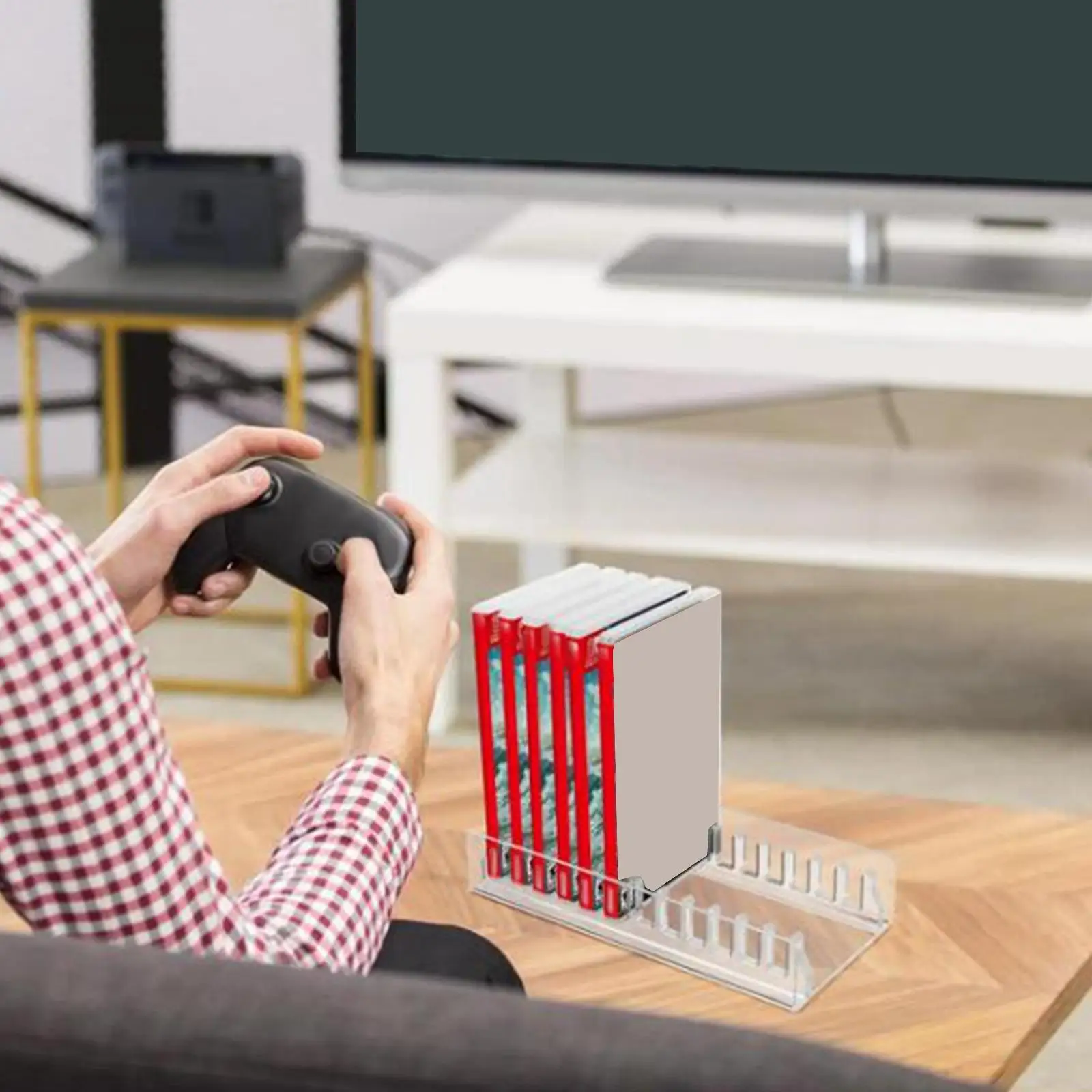 Acrylic Game Storage Organizer Stand Lightweight Clear Game Display Holder Fits 12 Games for Desktop Office