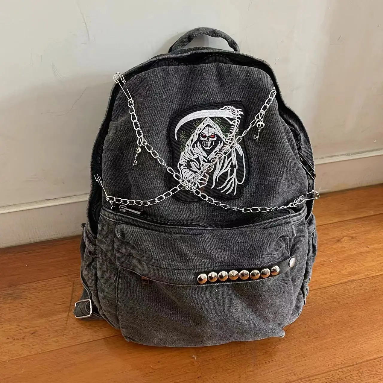 Giapponese Denim Tela Vintage Mini Zaino Torna A Scuola Estetica Borse Del Computer Portatile per Adolescenti Preppy Stuff Book Bag, Azzurro chiaro