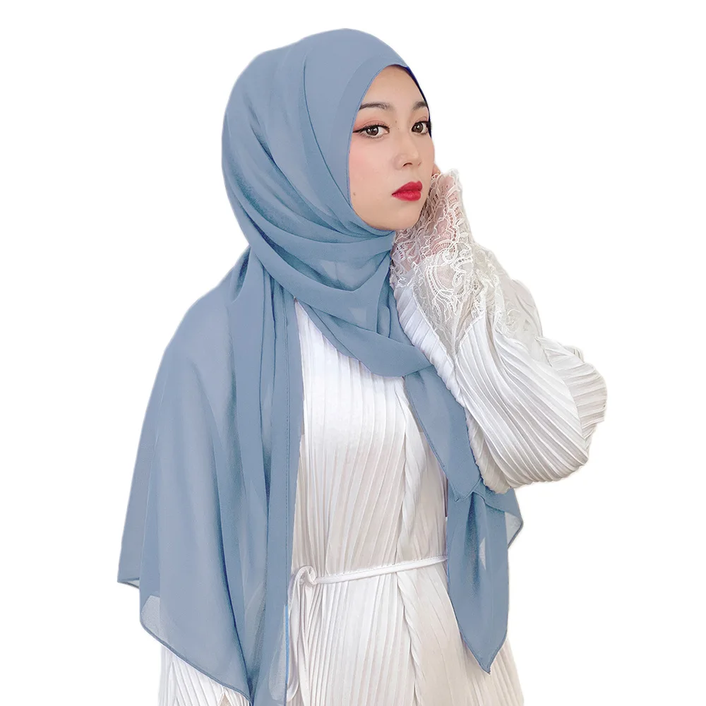 

Plain Color Muslim Chiffon Scarf Hijab Headband Female Islamic Head Cover Shawls Wraps for Women Hijabs Hair Scarves Headscarf