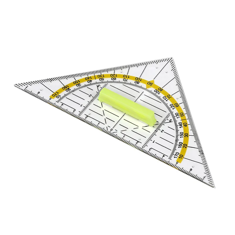 1PCS Transparent Multifunctional Triangular Ruler for Primary with Angle Coordinate