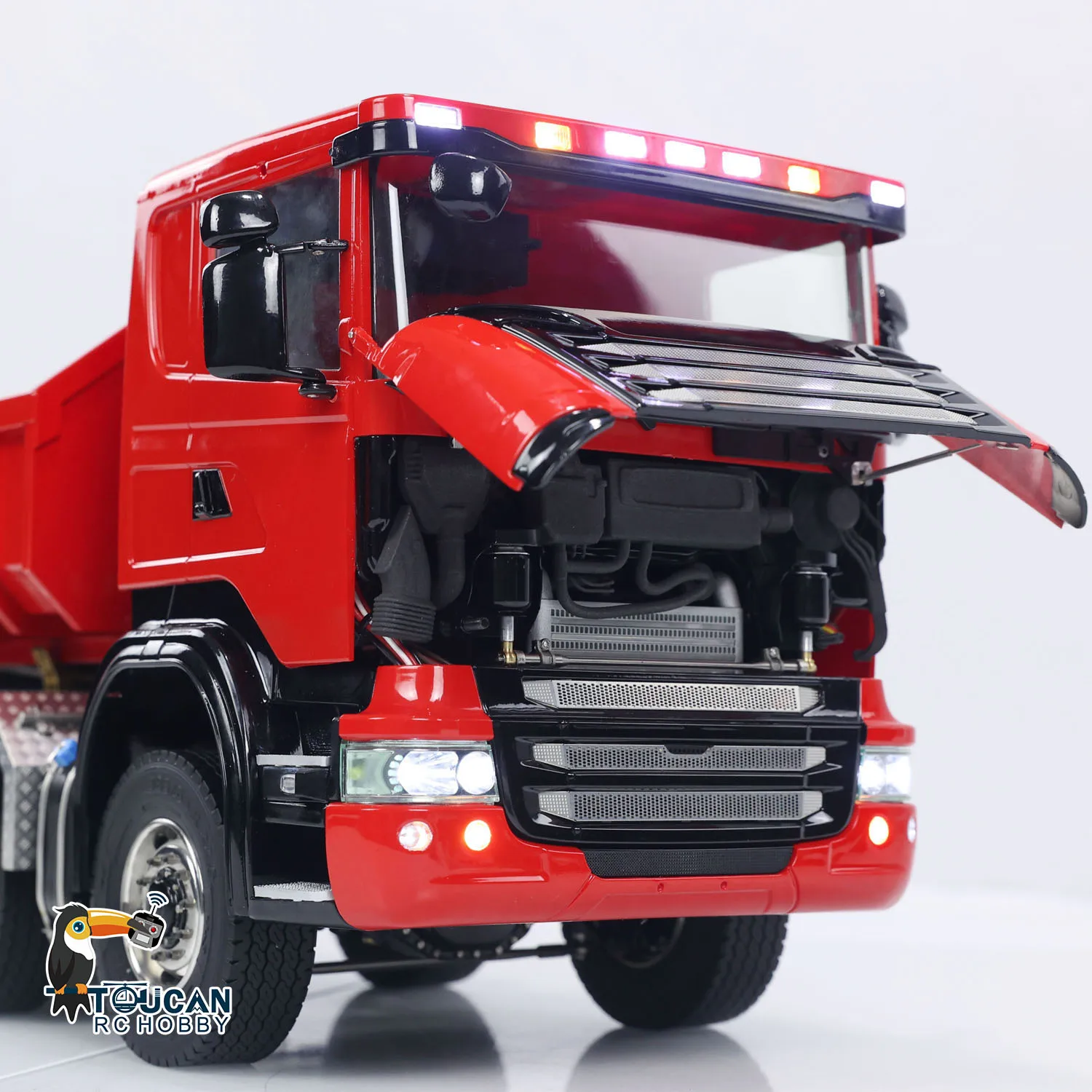 8x8 1/14 RC Hydraulic Dump Truck Metal Roll On Off Full Dumper Car Model with Sound Light 3-speed Transmission RC Toys TH23689 3