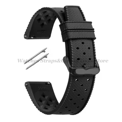Tropical Silicone Quick Release Watch Band Strap - Premium Rubber Tropic Design - 18mm (Black - Black)