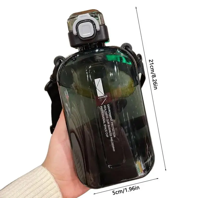 Sports Water Bottle Hangable Fitness Water Kettle With Strap Outdoor Sports Jugs For Camping Transparent Space Bottle For Adults