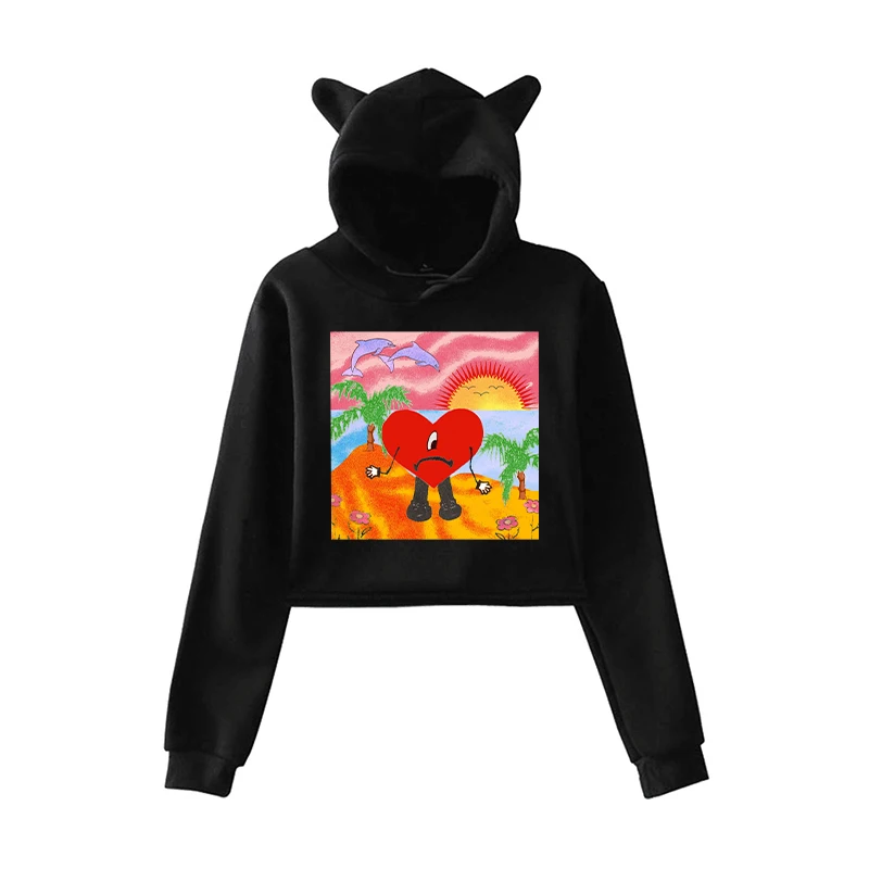 

Un Verano Sin Ti Print Kawaii Crop Tops Hoodie Y2k Aesthetic Fashion Hip Hop Bad Bunny Hoodies Slim Short Long Sleeve Streetwear