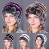 Women Winter Warm Real Rex Rabbit Fur Hat Snow Cap Winter Hats For Women Girls Real Fur Knit Skullies Beanies Natural Fluffy Hat 5