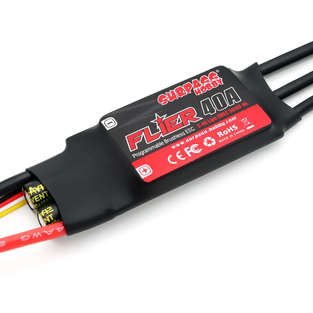 

SURPASS-HOBBY FLIER Series New 32-bit 40A Brushless ESC With 5V/6V 4A SBEC Support Programming for RC Airplane