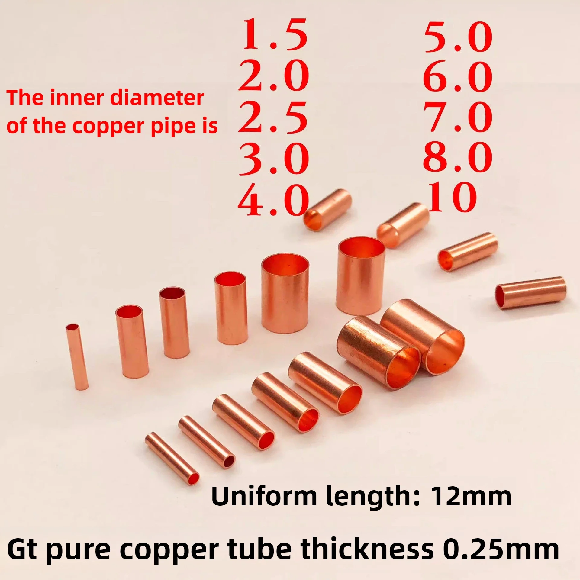 GT Small Copper Wire Connector Tubes-Purple Copper Joining Tubes for Electrical Terminals