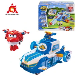 Super Wings S4 World Aircraft Playset Air Moving Base With lights & Sound Includes 2â Jett Transforming Bots Toys For Kids Gifts