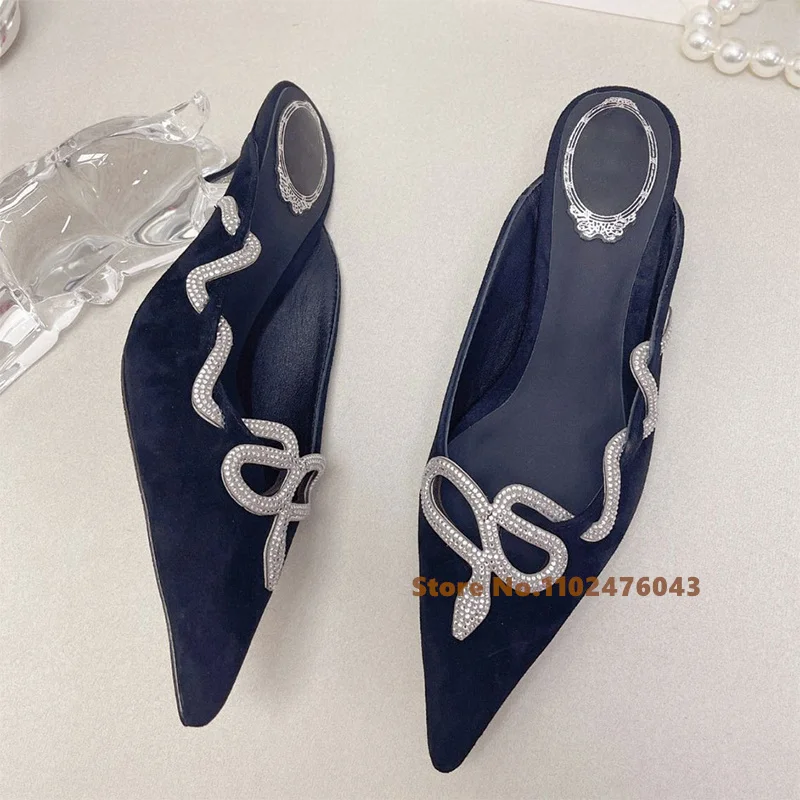 

Women's Flower Inlaid Diamond High Heel Pumps Pointed Toe Twine Shallow Slip on Rhinestone Female Summer Wedding Shoes