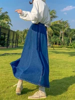 Maxi Long Skirts Women Spring Summer Casual High Waisted Jean Skirt Ladies Splicing A-Line Ruffle Denim Skirt Plus Size  5XL 6XL - Image 2
