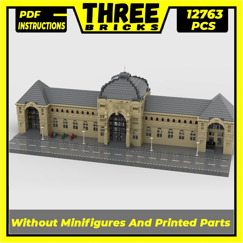 

Moc Building Blocks Modular Street View Train Station Technical Bricks DIY Assembly Construction Toys For Childr Holiday Gifts