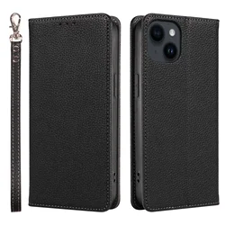 Premium Flip PU Leather Phone Case with Wrist Strap and Card Slot Holder - iPhone 11 (Black)