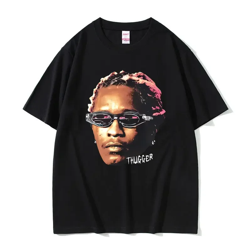 

Rapper Young Thug Thugger Print T Shirts Men's Women's Hip Hop Vintage Short Sleeve T-shirt Street Trend Fashion Rap T-shirts