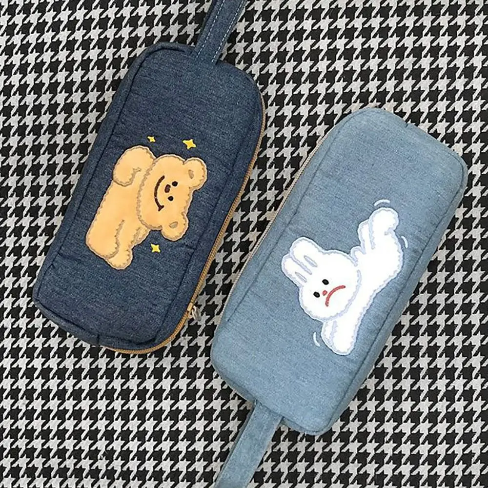 

Вместительная сумка для хранения канцелярских принадлежностей, высококачественный Многофункциональный портативный пенал для ручек, джинсовый пенал