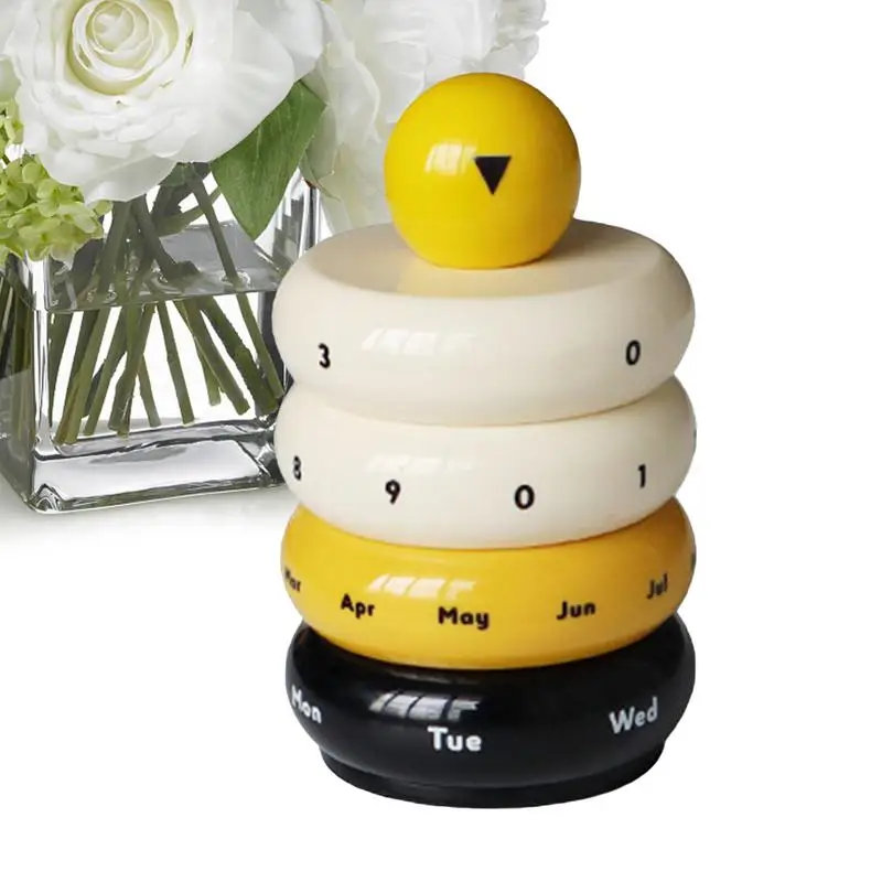 

Милый настольный календарь, вращающийся календарь для рабочего стола, многоразовый календарь, настольное украшение, креативный вращающийся календарь для напоминания