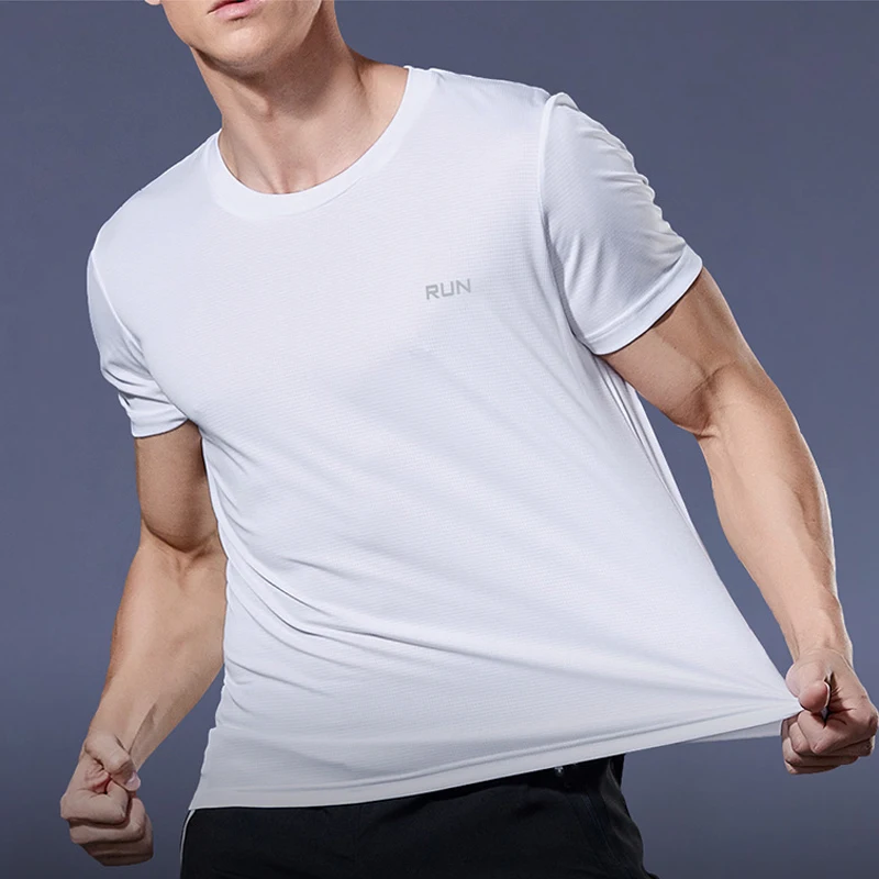 Sport Gym t Shirt Men Quick Dry Running Bodybuilding Shirts Short Sleeve...