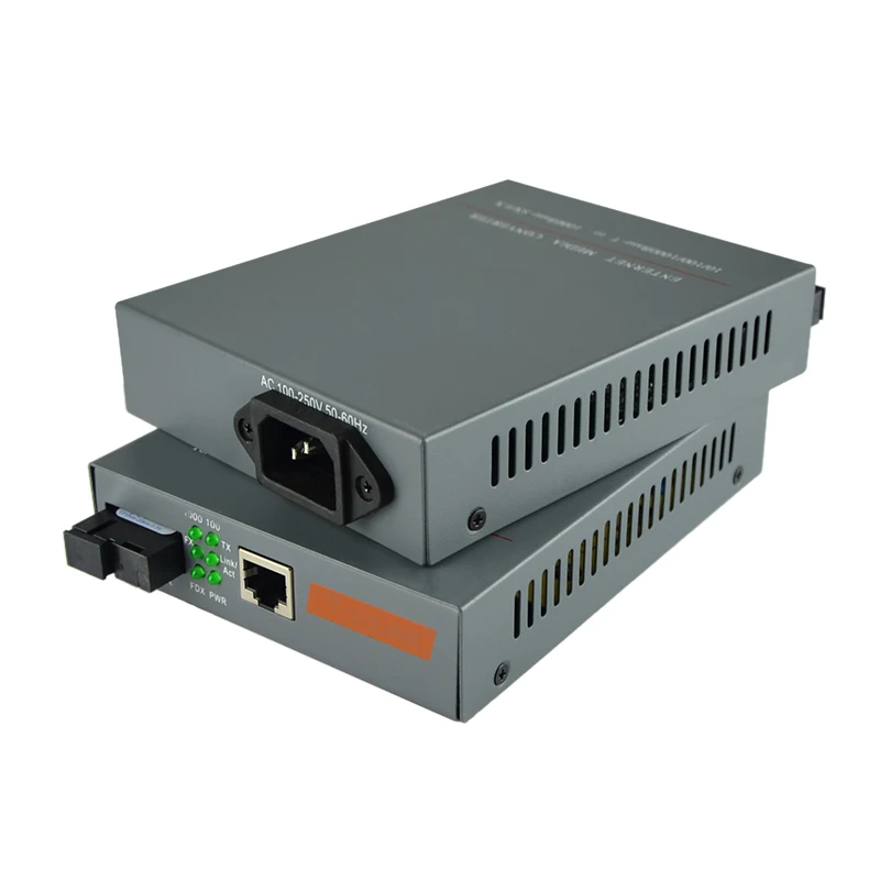 1pair HTB-4100AB 10/100/1000M 20KM Simplex mode Fiber Optic RJ45 Enternet Media Converter fiber optic transceiver