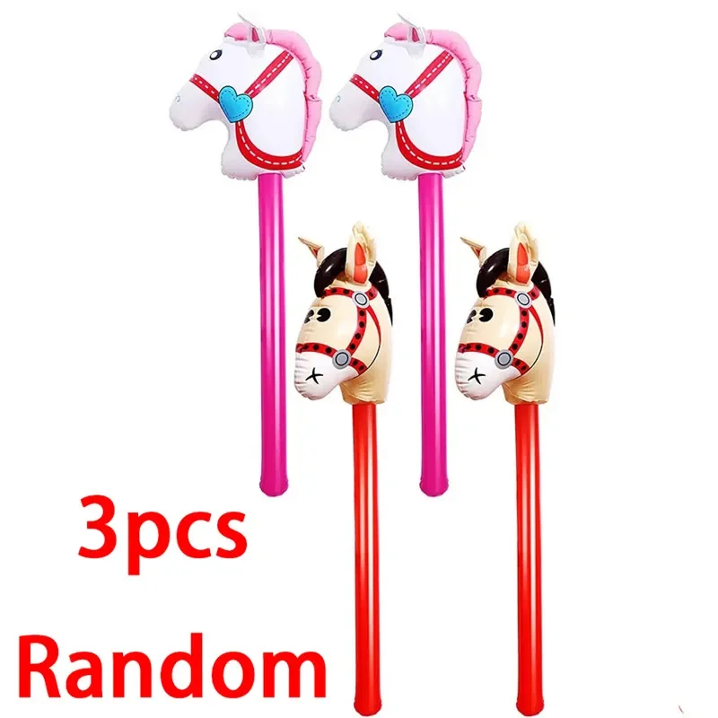 1/3/10Pcs Pony Inflatable Toy Stick Horse Head Bal...