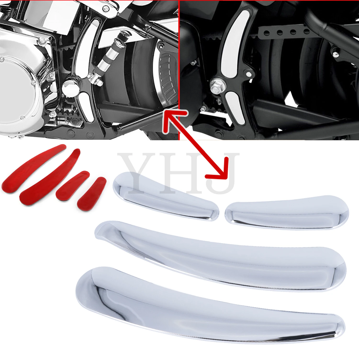 

Motorcycle Swingarm Frame Insert Set Fit Chrome For Harley Softail FLS FLSTN FXSTC 2008-2017 ABS Plastic