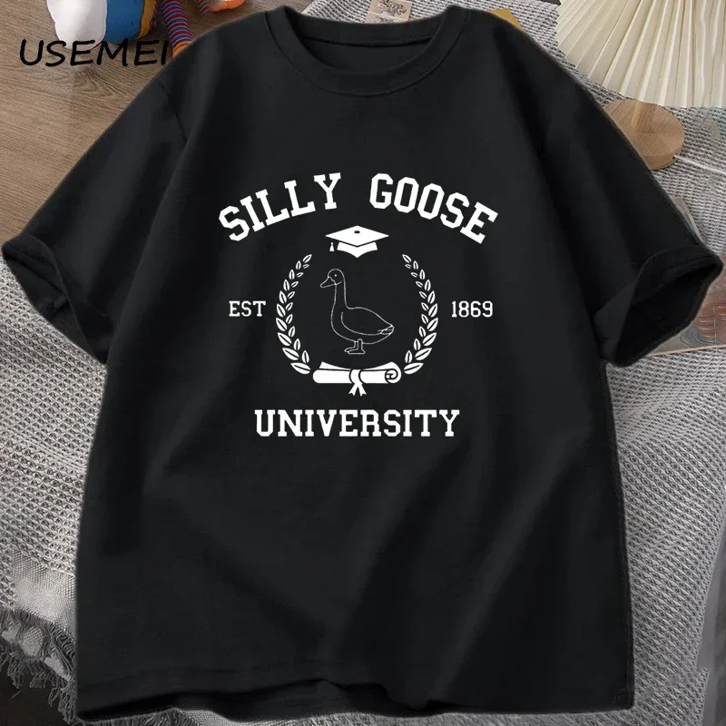 

Silly Goose Universittyy t shirt summer cotton short sleeve casual funny goose t-shirt Mens T Shirts Graphic Tee Man Clothes