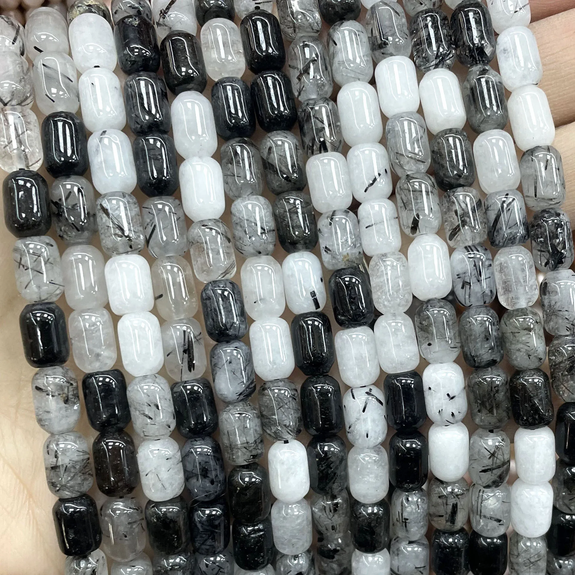 천연석 블랙 루틸 쿼츠 원석 패싯 라운드 비정형 루즈 스페이서 비즈 쥬얼리 제작 DIY 액세서리용
