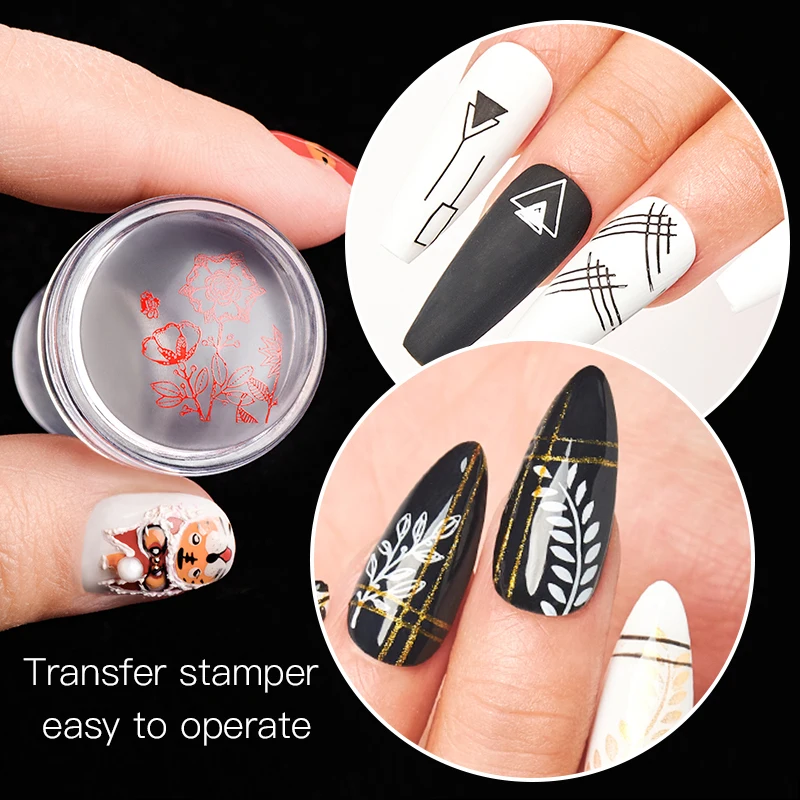 Silicone Transparent Nail Art Stamping Kit French For Manicure Plate Stamp Polish Stencil Template Seal Stamper Scraper 4