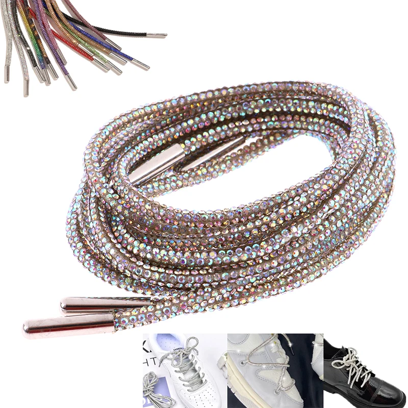 Rhinestone Shoe Lace Luxury Diamond Shoelace 4.5mm Round Shoelace DIY Strings Sneakers Laces 1Pair/2Pcs 100cm shoe laces,shoelaces without ties,shoe accessories