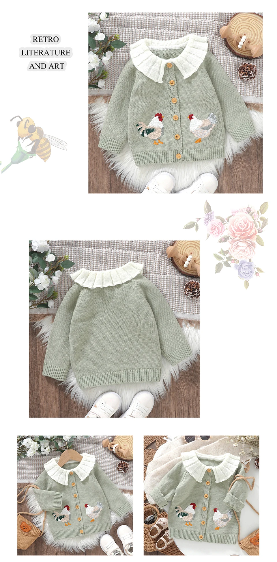 Baby-Pullover, Strickjacken, 1–3 Jahre, Winter, warme Oberbekleidung, für Neugeborene, Jungen und Mädchen, gestrickte Jacken und Mäntel, Frühling und Herbst, Infantil-Strickwaren, Oberteile – Detail 7
